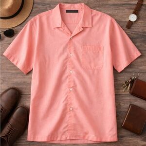 Daniel Cremieux Collection XL Short Sleeve Salmon Button Down Shirt Summer Beach